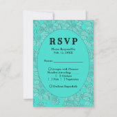 Romantic Daisies Turquoise Wedding RSVP Menu Card Karte (Vorderseite)