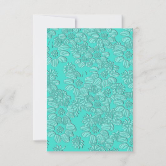 Romantic Daisies Turquoise Wedding RSVP Menu Card Karte (Rückseite)