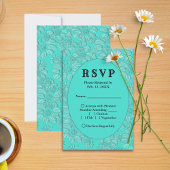 Romantic Daisies Turquoise Wedding RSVP Menu Card Karte