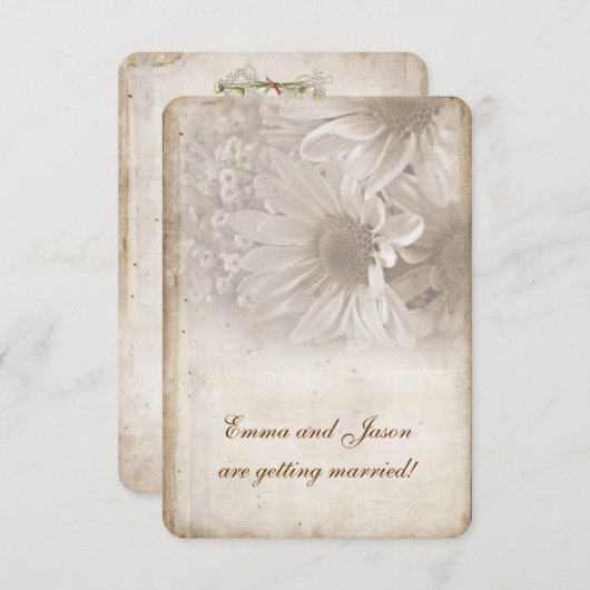 Romantic Daisy Engagement Party laden Einladung (Vorne/Hinten)