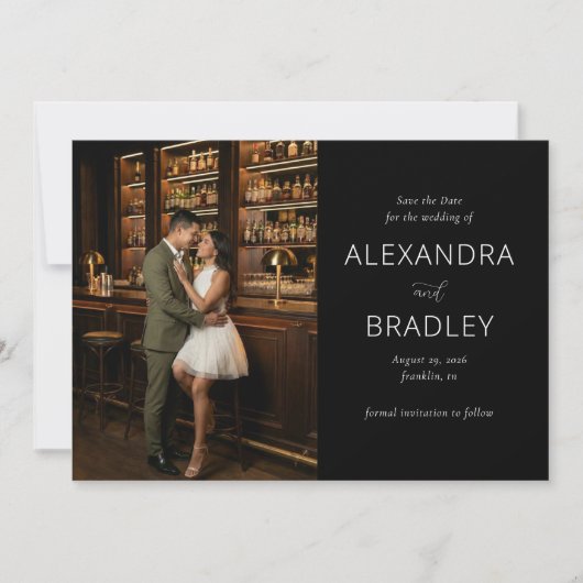 Romantic Dark Elegant Photo Save The Date (Vorderseite)