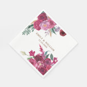 Romantic Dark Moody Burgundy Maroon Floral Wedding Serviette (Ecke)