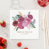 Romantic Dark Moody Burgundy Maroon Floral Wedding Serviette (Beispiel)