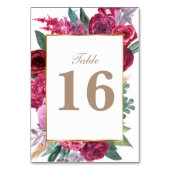 Romantic Dark Moody Burgundy Maroon Floral wedding Tischnummer (Rückseite)
