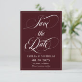 Romantic Dark Red  Save The Date (Stehend Vorderseite)