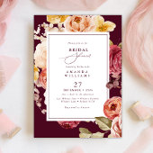 Romantic Deep Burgundy Floral Bridal Shower Einladung