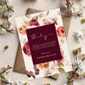 Romantic Deep Burgundy Floral Elegant Thank you Einladung