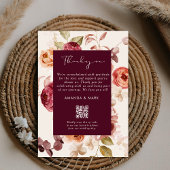 Romantic Deep Burgundy Floral Elegant Thank you Einladung