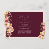 Romantic Deep Burgundy Floral Elegant Wedding Begleitkarte (Vorderseite)