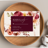 Romantic Deep Burgundy Floral Elegant Wedding Begleitkarte