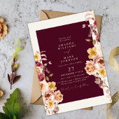 Romantic Deep Burgundy Floral Elegant Wedding Einladung