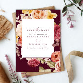 Romantic Deep Burgundy Floral Save the date   Einladung