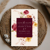 Romantic Deep Burgundy Floral Save the date Einladung