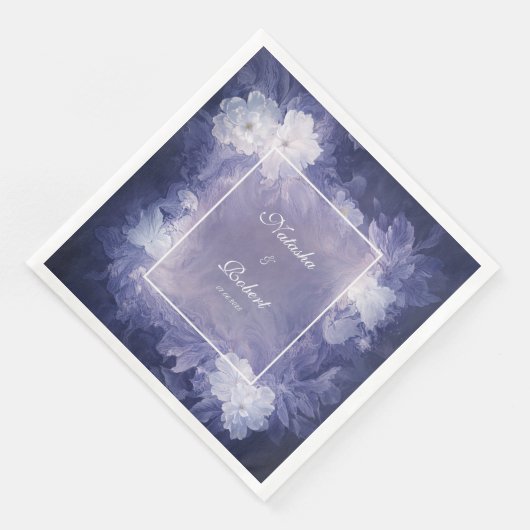 Romantic Deep Lavender Floral Wedding Napkins Serviette (Ecke)