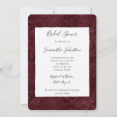 Romantic Deep Red Burgundy Floral Bridal Shower Einladung (Vorderseite)