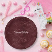 Romantic Deep Red Burgundy Floral Wedding Pappteller (Party)