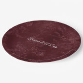 Romantic Deep Red Burgundy Floral Wedding Pappteller (Schrägansicht)