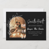 Romantic Delicate Black Arch Save The Date Cards Einladung (Vorderseite)