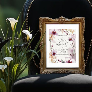 Romantic Delicate Floral Orchids Reserved Seat Poster