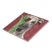 Romantic Dog with Flower Ceramic Tile - Painting Fliese (Seite)