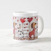 Romantic Dogs with Heart Balloons Jumbo-Tasse (Vorderseite Rechts)