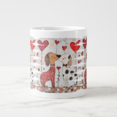 Romantic Dogs with Heart Balloons Jumbo-Tasse (Vorderseite)