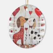 Romantic Dogs with Heart Balloons Keramik Ornament (Links)