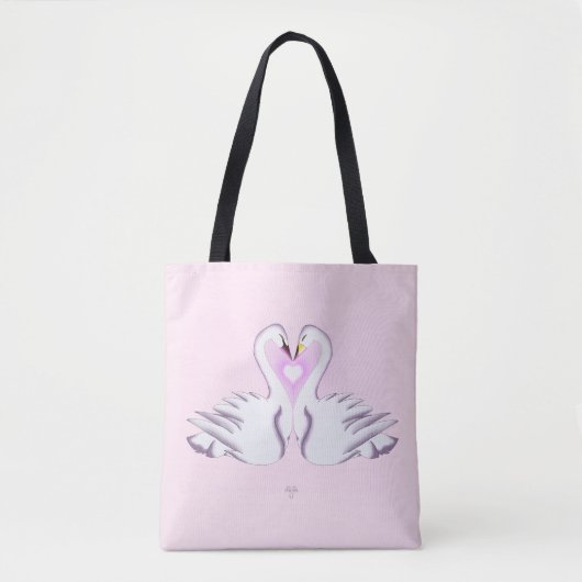 Romantic Double Swan Heart Love Pink All Over  Tasche (Vorderseite)