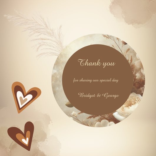 Romantic Dreamy Floral Wedding danke Runder Aufkleber