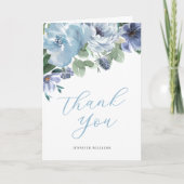 Romantic Dusty Blue Floral Brautparty Party Dankeskarte (Vorderseite)