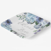 Romantic Dusty Blue Floral Brautparty Party Pappteller (Gewinkelt)