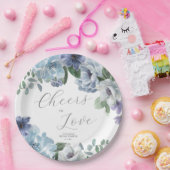 Romantic Dusty Blue Floral Brautparty Party Pappteller (Party)