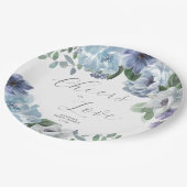 Romantic Dusty Blue Floral Brautparty Party Pappteller (Schrägansicht)
