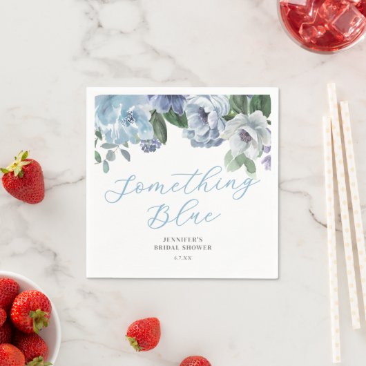 Romantic Dusty Blue Floral Brautparty Party Serviette (Beispiel)