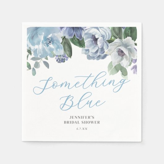 Romantic Dusty Blue Floral Brautparty Party Serviette (Vorderseite)