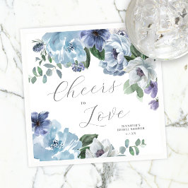 Romantic Dusty Blue Floral Brautparty Party Serviette