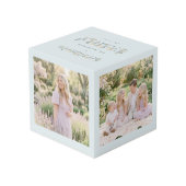 Romantic Dusty Blue Floral Family Monogram MH26 Würfel (Rückseite Schrägansicht)