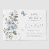 Romantic Dusty Blue Floral Save the Date Hochzeit Pergament Einladungen (Vorderseite)