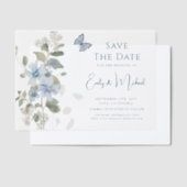 Romantic Dusty Blue Floral Save the Date Hochzeit Pergament Einladungen (Versetzt)