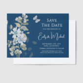 Romantic Dusty Blue Floral Save the Date Hochzeit Pergament Einladungen (Versetzt)
