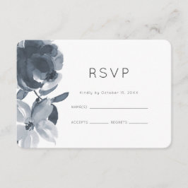 Romantic Dusty Blue Floral Wedding RSVP