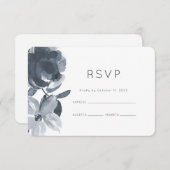 Romantic Dusty Blue Floral Wedding RSVP (Vorne/Hinten)