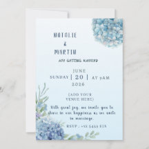 Romantic Dusty Blue Hydrangea Watercolor Wedding 