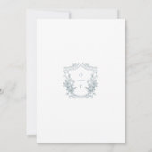 Romantic Dusty Blue Line Art Floral Wedding Einladung (Rückseite)