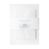 Romantic Dusty Blue Line Art Floral Wedding Einladungsbanderole (Vorderseite Beispiel)