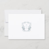 Romantic Dusty Blue Line Art Floral Wedding RSVP Karte (Rückseite)