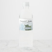 Romantic Dusty Blue Rose Elegante Hochzeit Wasserflaschenetikett (Vorderseite)
