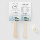 Romantic Dusty Blue Rose Elegantes Hochzeitsprogra Fächer (Vorne und Hinten)