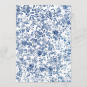 Romantic Dusty Blue Toile Floral Photo Save The Date (Rückseite)