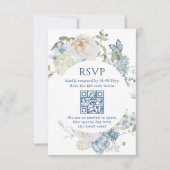 Romantic Dusty Blue Watercolor Floral Wedding RSVP (Vorderseite)